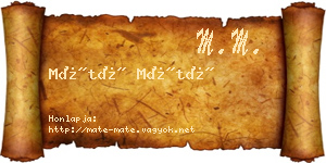 Máté Máté névjegykártya